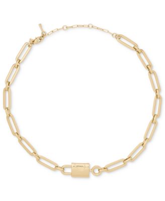Gold-Tone Spade Lock Pendant Necklace