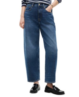 Women's Quinn Mid-Rise Barrel-Leg Dark-Rinse Jeans