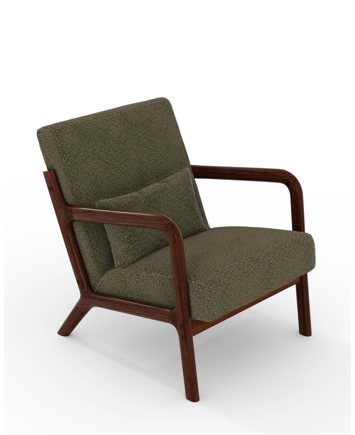 gaomon Mid-Century Modern Accent Chair, Sherpa Upholstery, Armchair with Removable Lumbar Pillow, Sturdy Reading Chair for Living Room, Bedroom