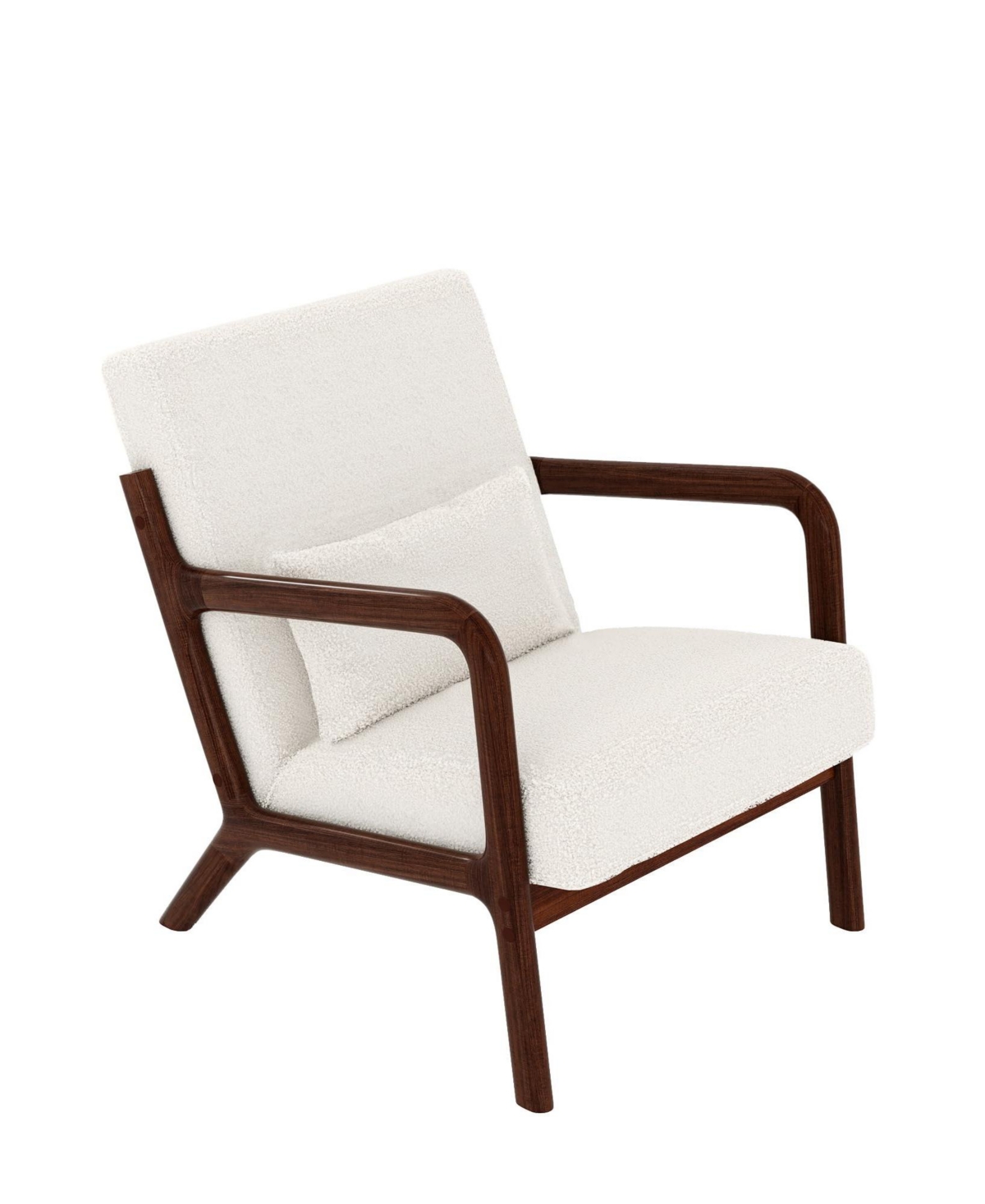 gaomon Mid-Century Modern Accent Chair, Sherpa Upholstery, Armchair with Removable Lumbar Pillow, Sturdy Reading Chair for Living Room, Bedroom - Beig