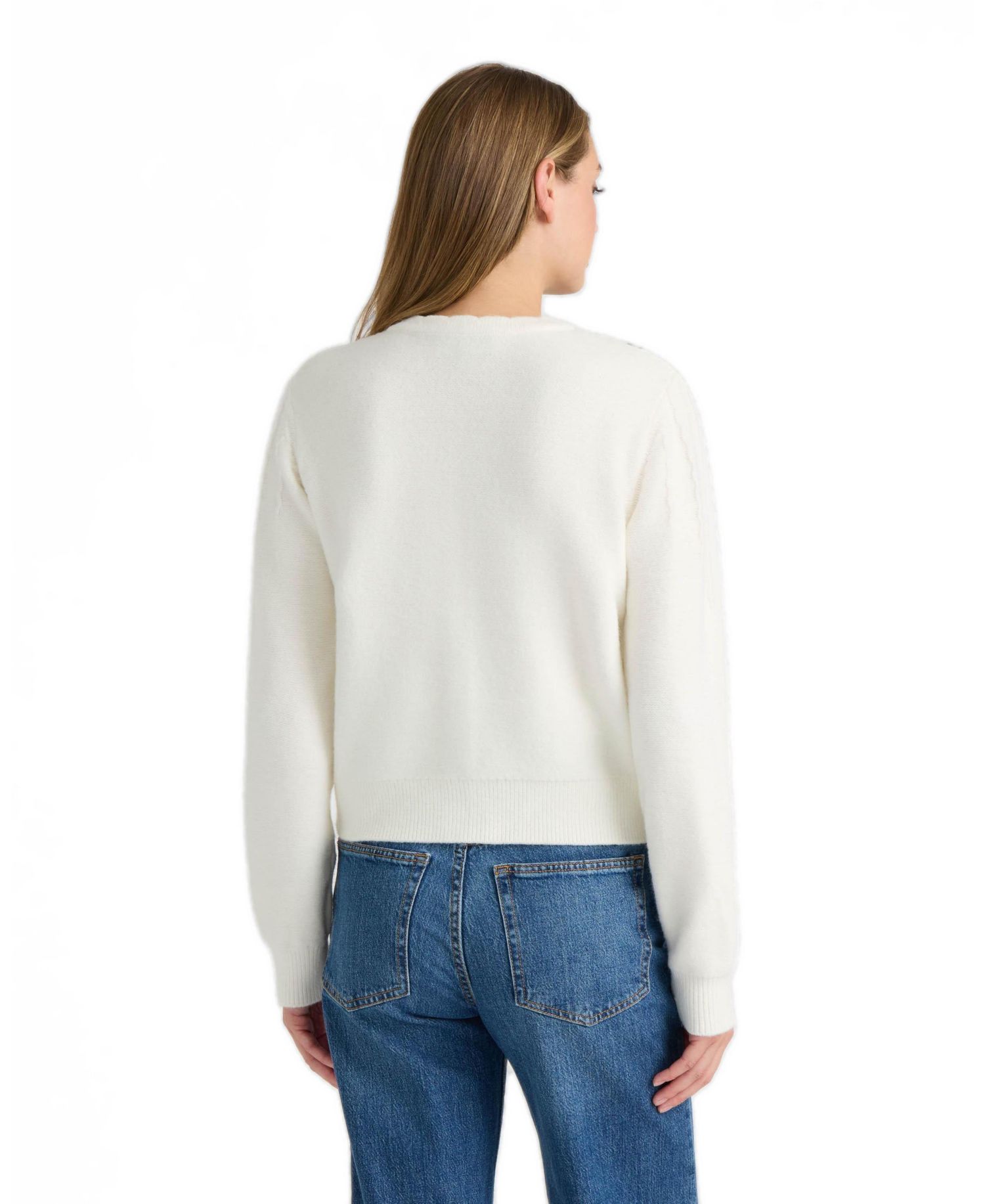 Women's Floral Scalloped-Crewneck Cardigan