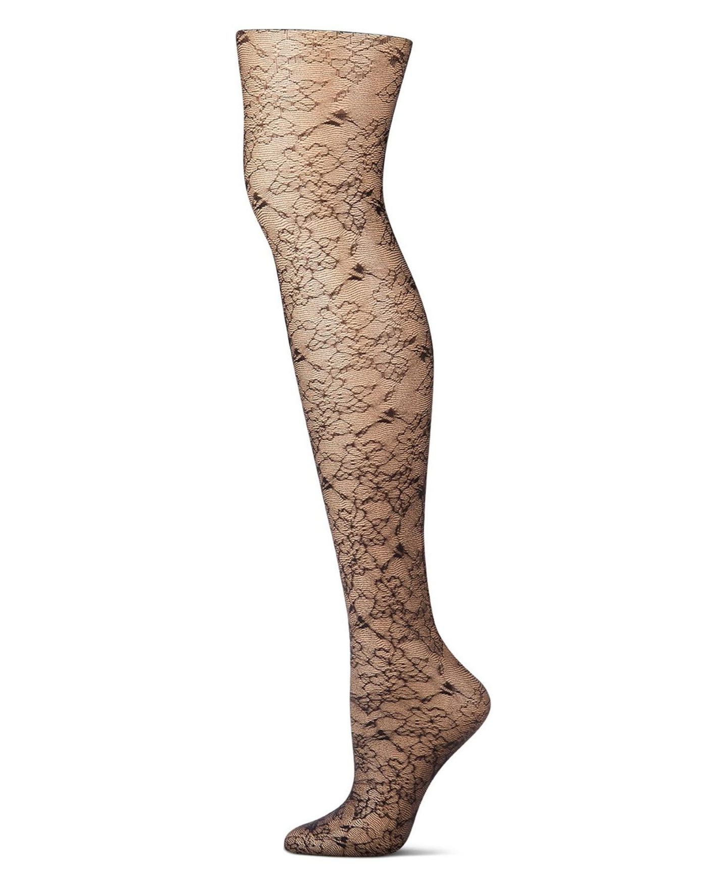 Женские колготки MeMoi Sketch Floral Sheer Control Top Tights, цвет: Чёрный — фото 2