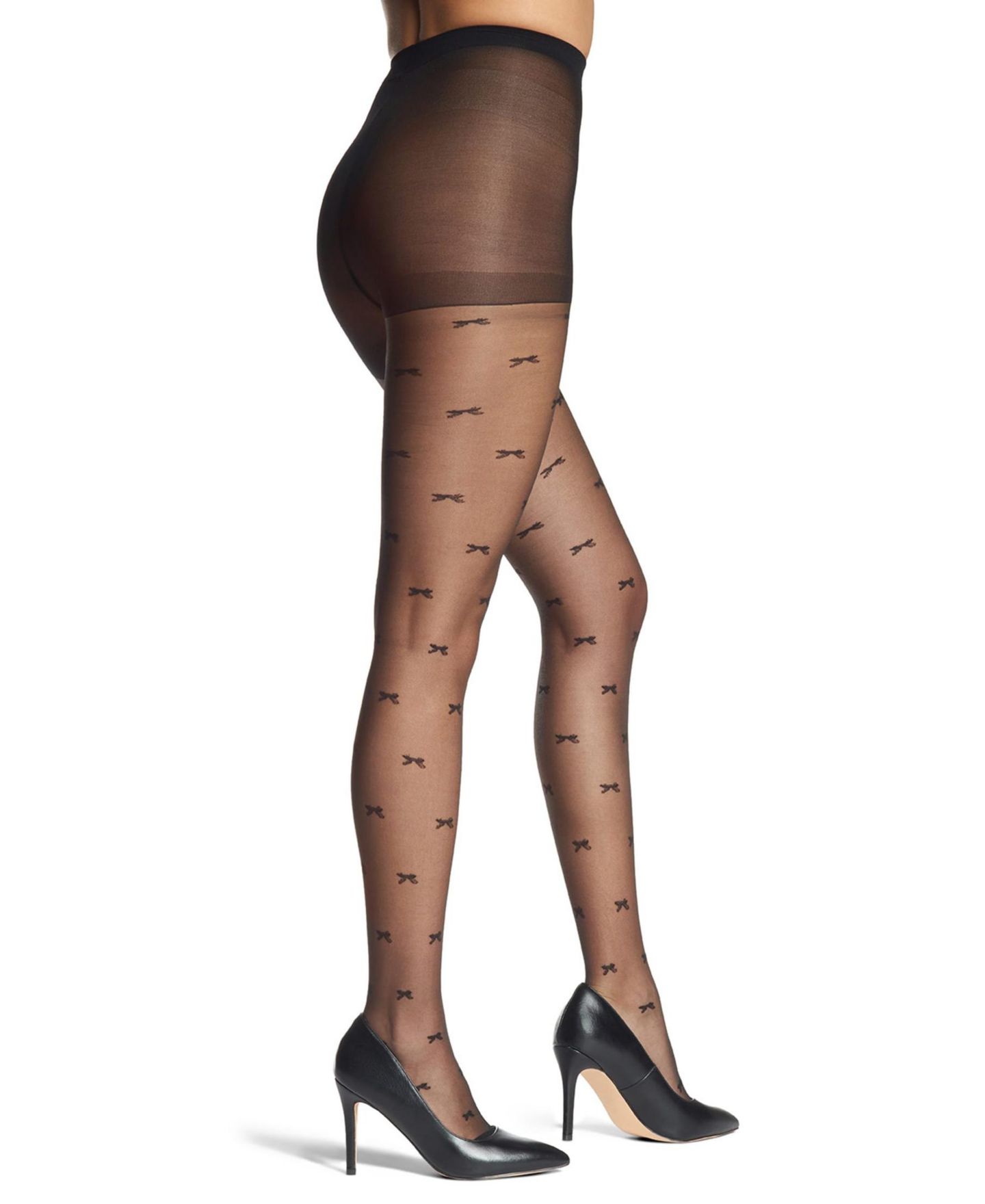 Женские колготки MeMoi Sheer Knit-In Bows Tights, цвет: Чёрный — фото 3
