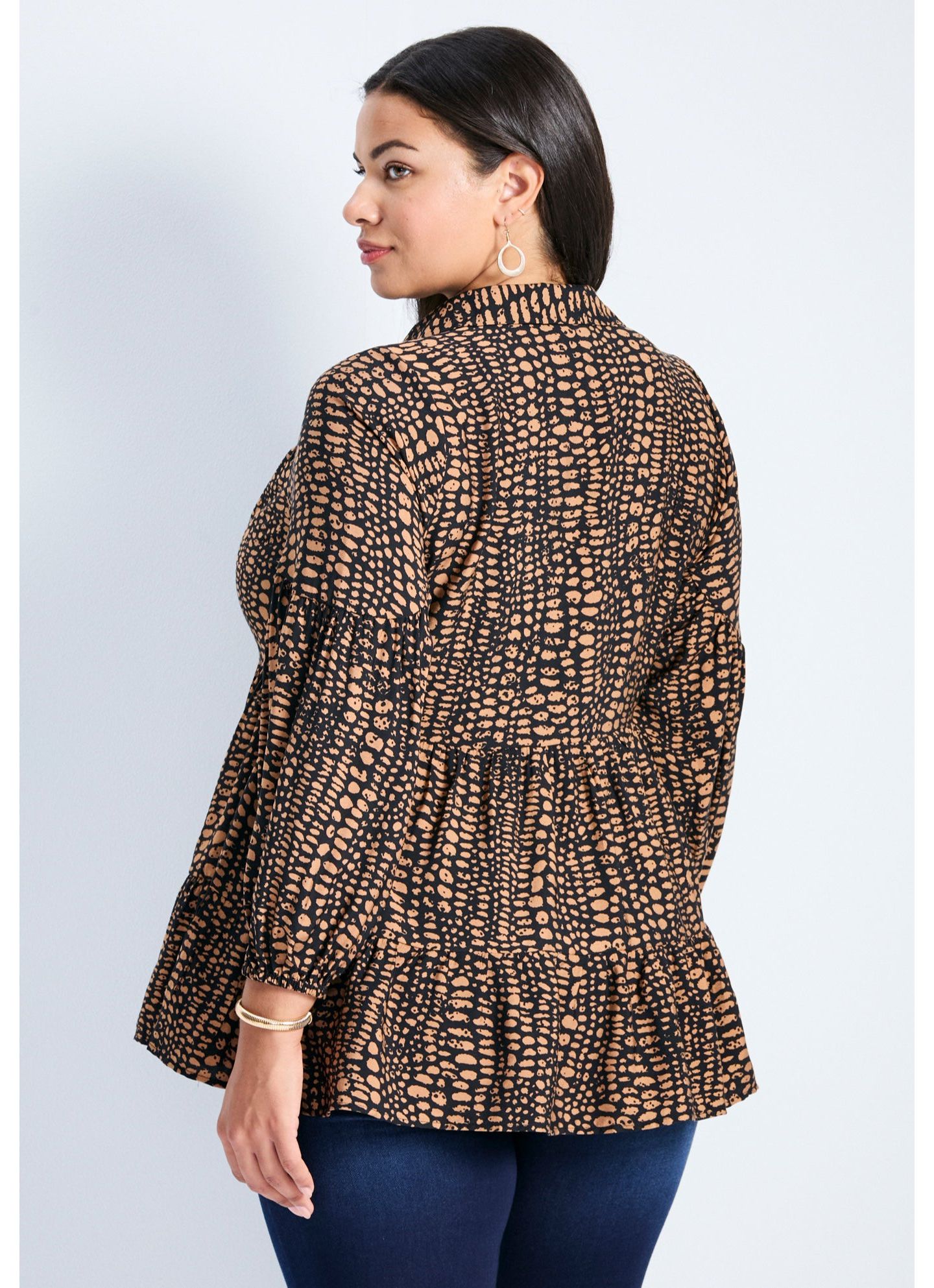 Женский топ Avenue Flora Blouson Tiered Tunic, цвет: Медный — фото 4