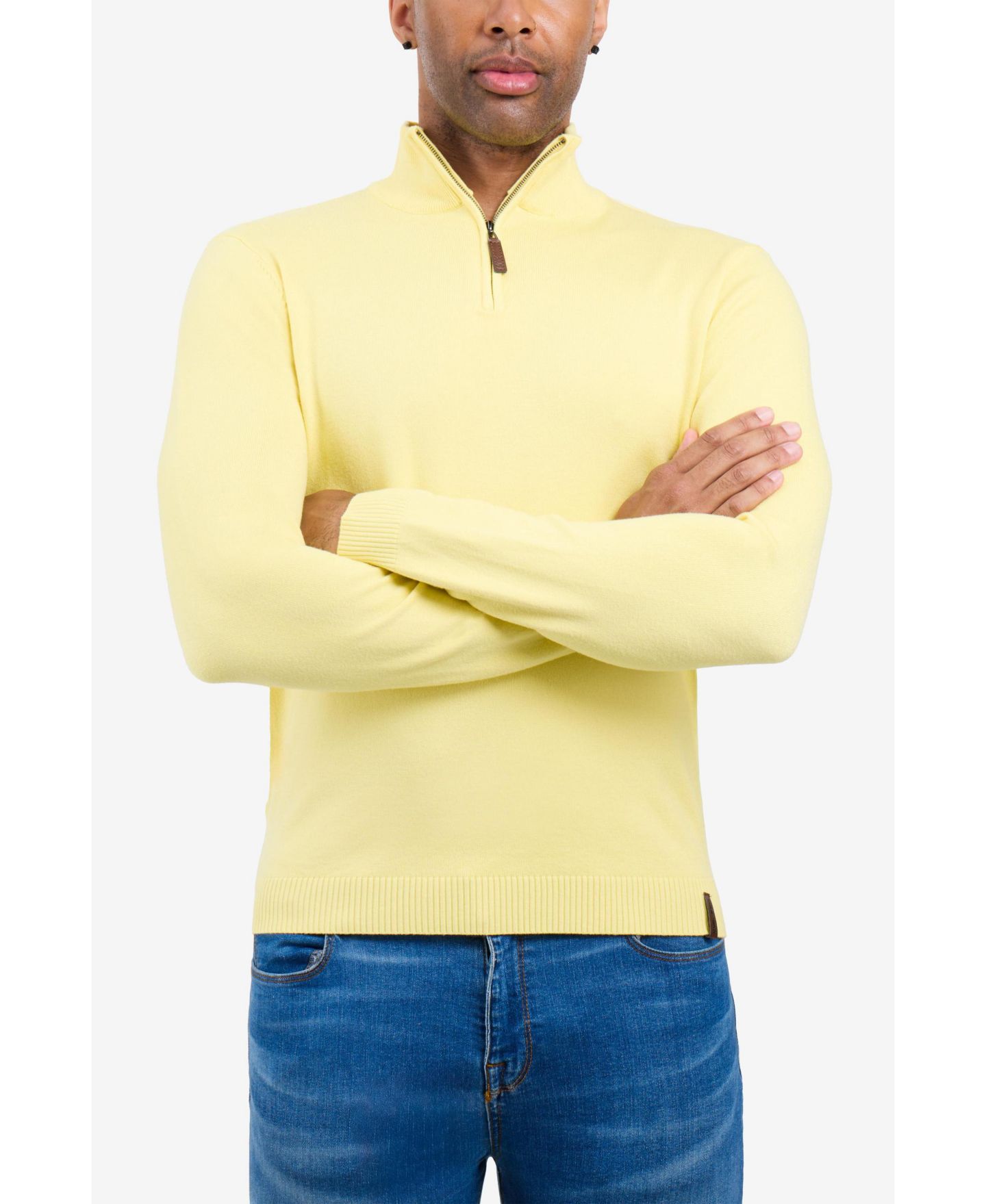 Мужской свитер SPRING + MERCER Quarter Zip Mock Neck, цвет: Жёлтый — фото 5