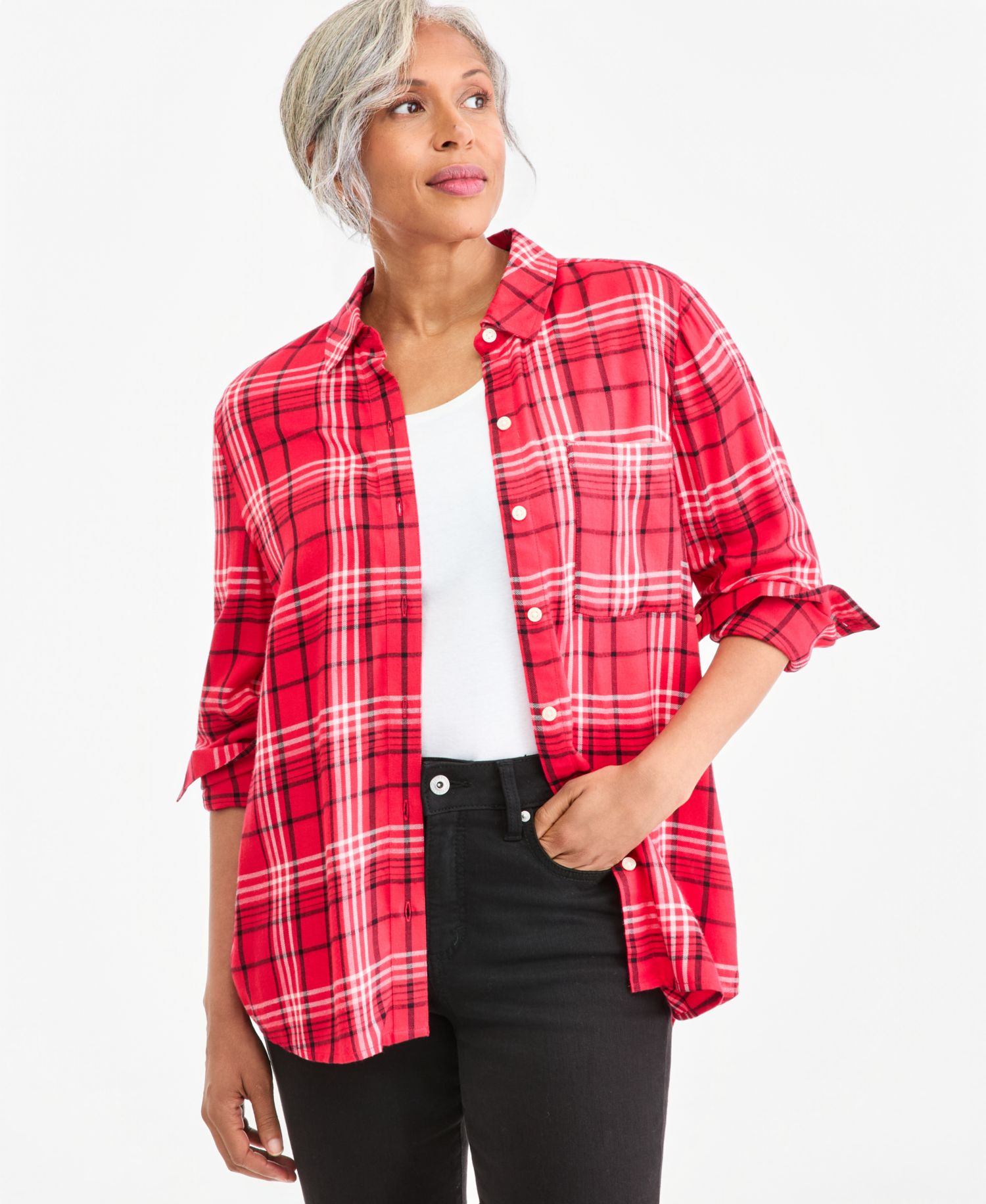 Women's Plaid Button-Up Perfect Shirt