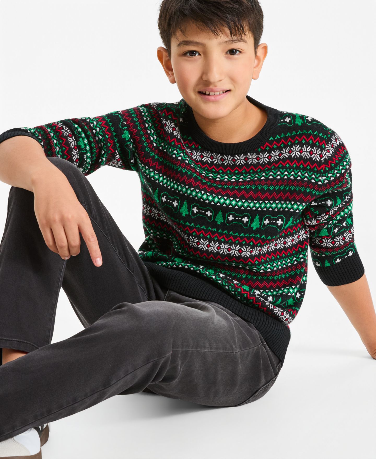 Свитер Epic Threads Long-Sleeve Holiday Cotton-Blend для мальчиков, цвет: Глубокий чёрный — фото 3