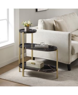 3-Tier Side Table with Storage Shelves