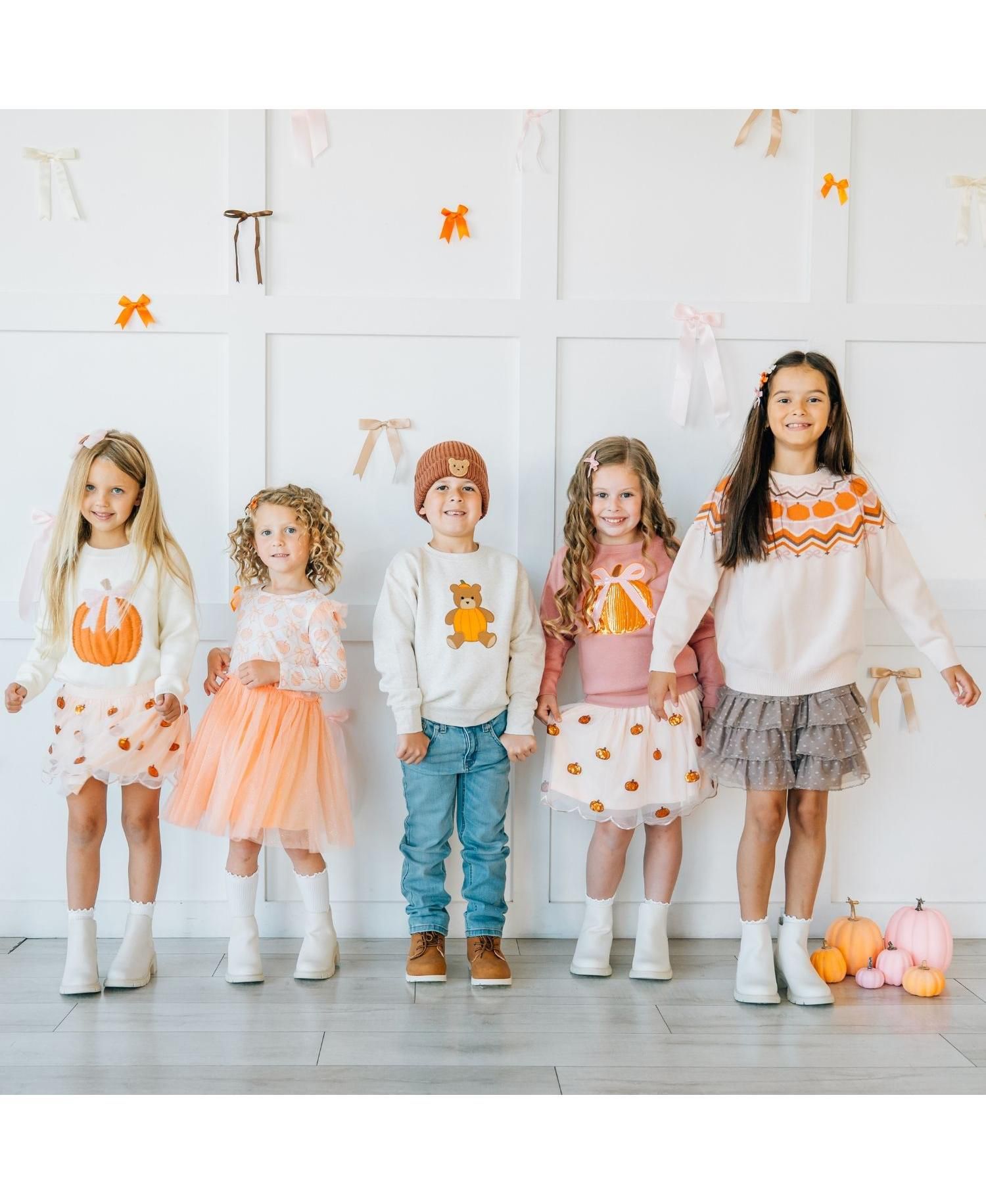 Toddler Girls Coquette Pumpkin Sequin Patch Sweatshirt