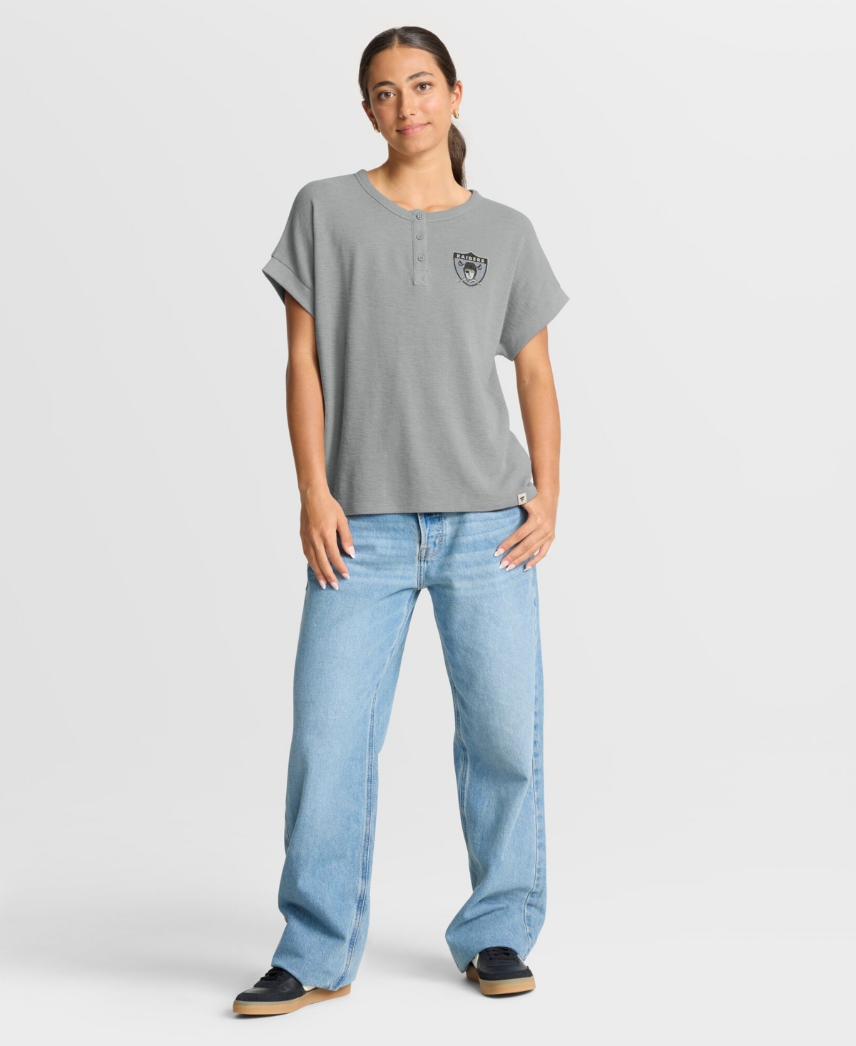 Fanatics Women's Las Vegas Raiders Hometown Premium Oversized Short-Sleeve Henley Shirt