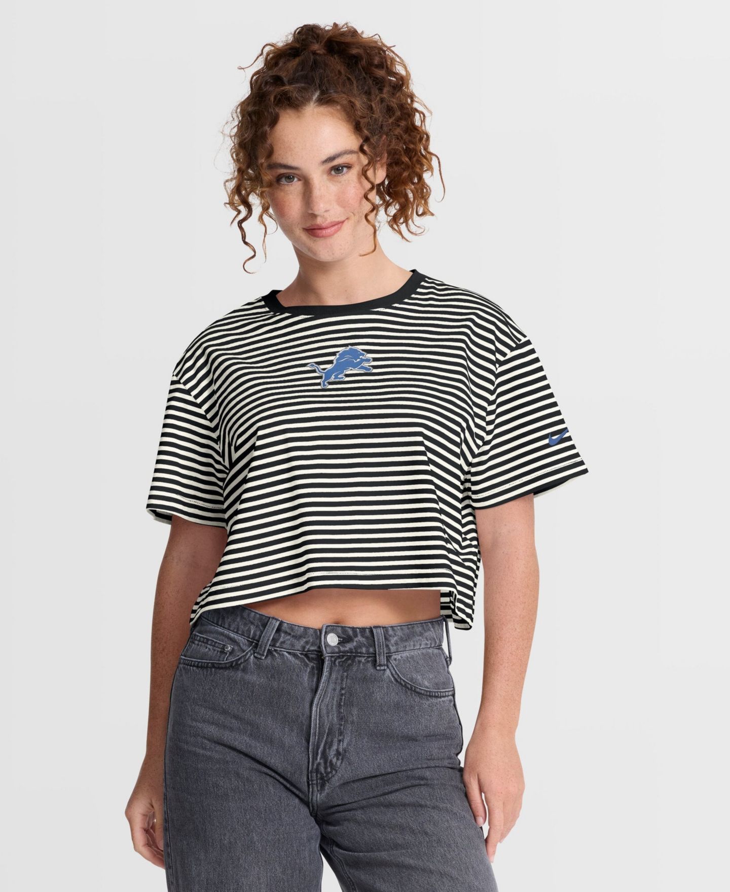 Женская футболка Nike Detroit Lions Striped Cropped — фото 1