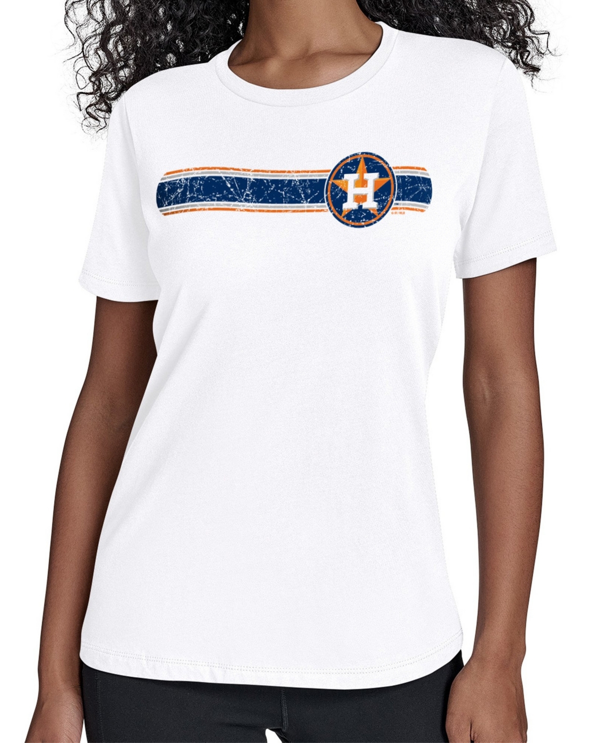 Starter Women's Houston Astros Distressed-Stripe T-Shirt - White