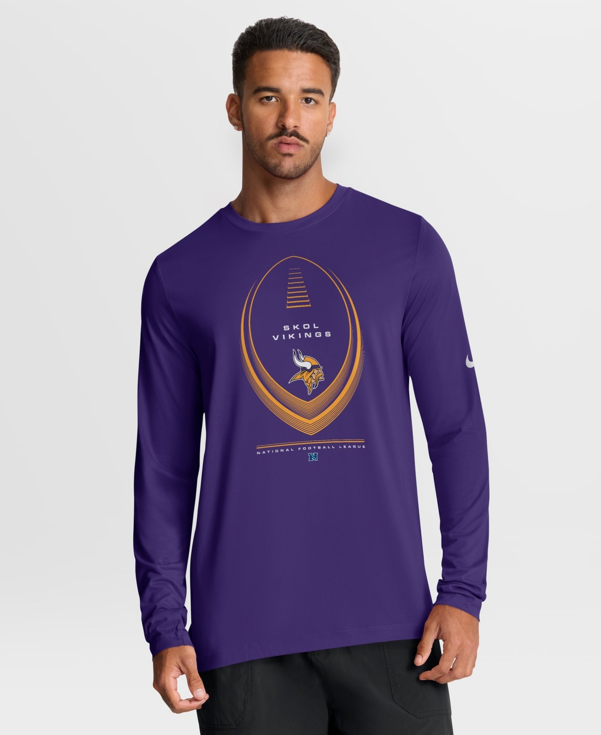 Nike Men's Minnesota Vikings Legend Icon Long-Sleeve Crewneck Screen-Print Graphics T-Shirt