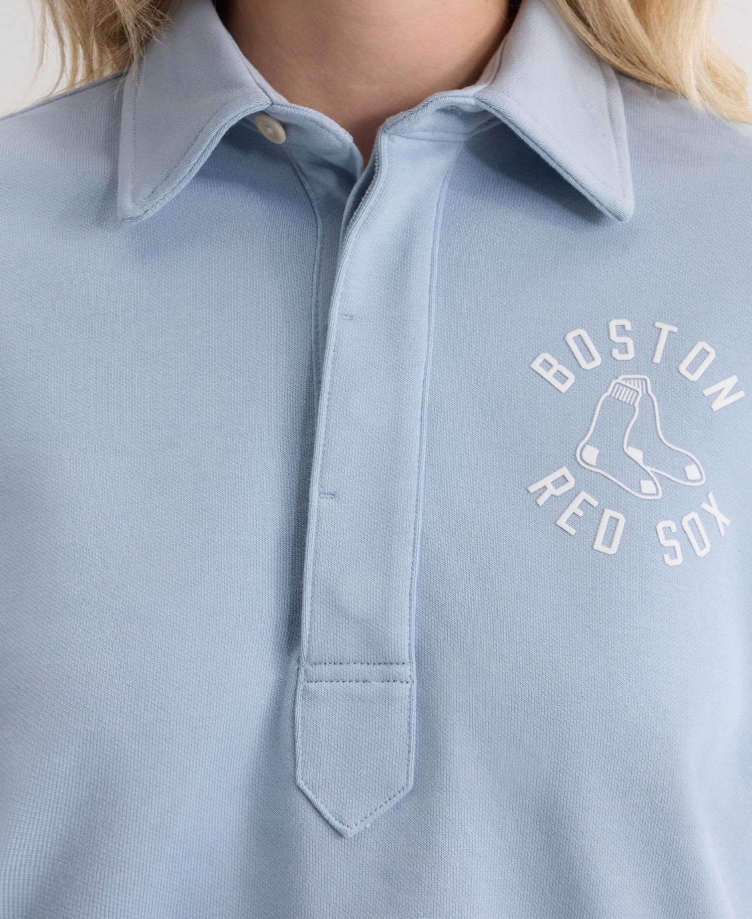 Women's Boston Red Sox Iconic Cropped Pre-Season Terry Polo Sweatshirt