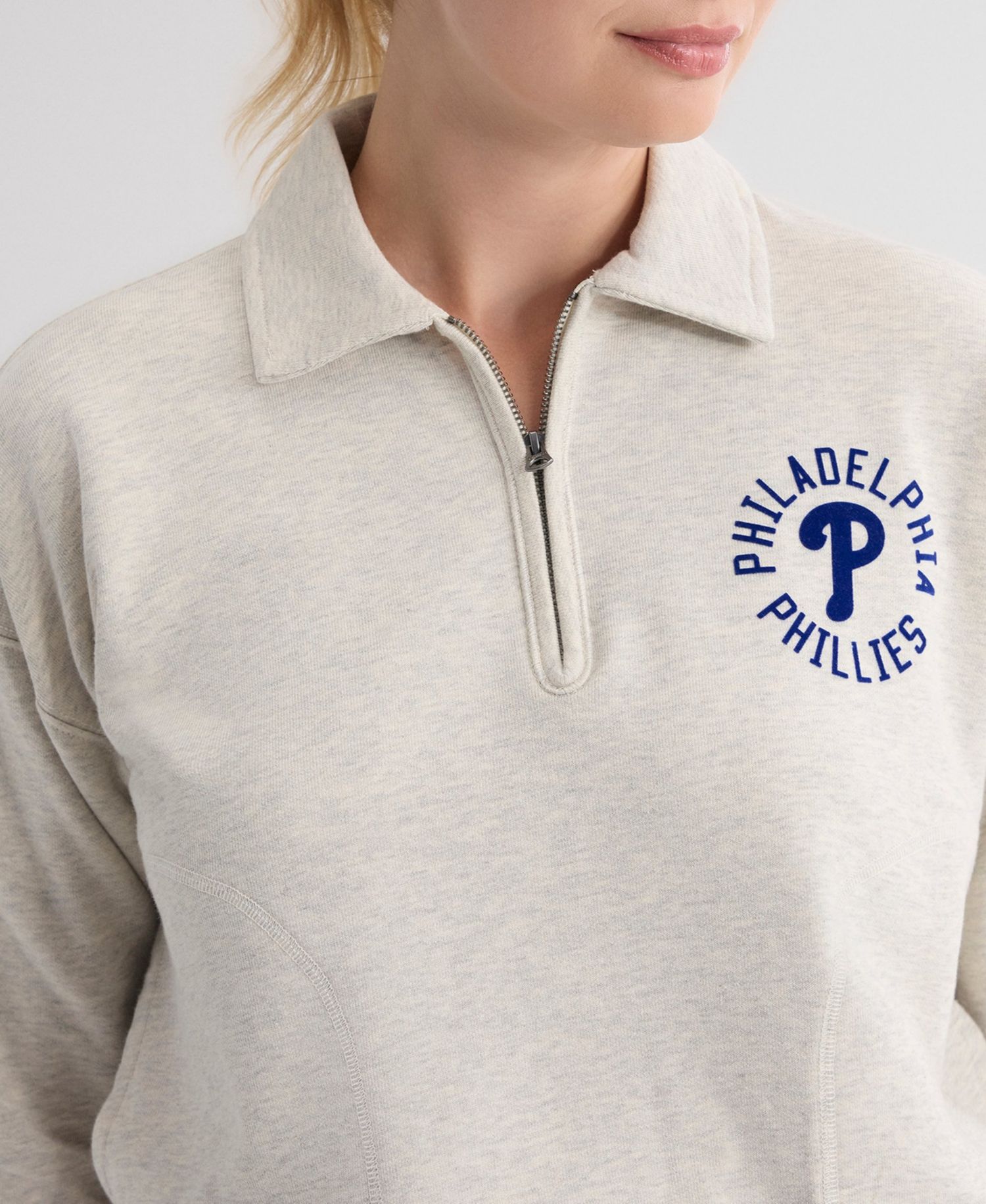 Women's Philadelphia Phillies Iconic Cropped Quarter-Zip Sweatshirt