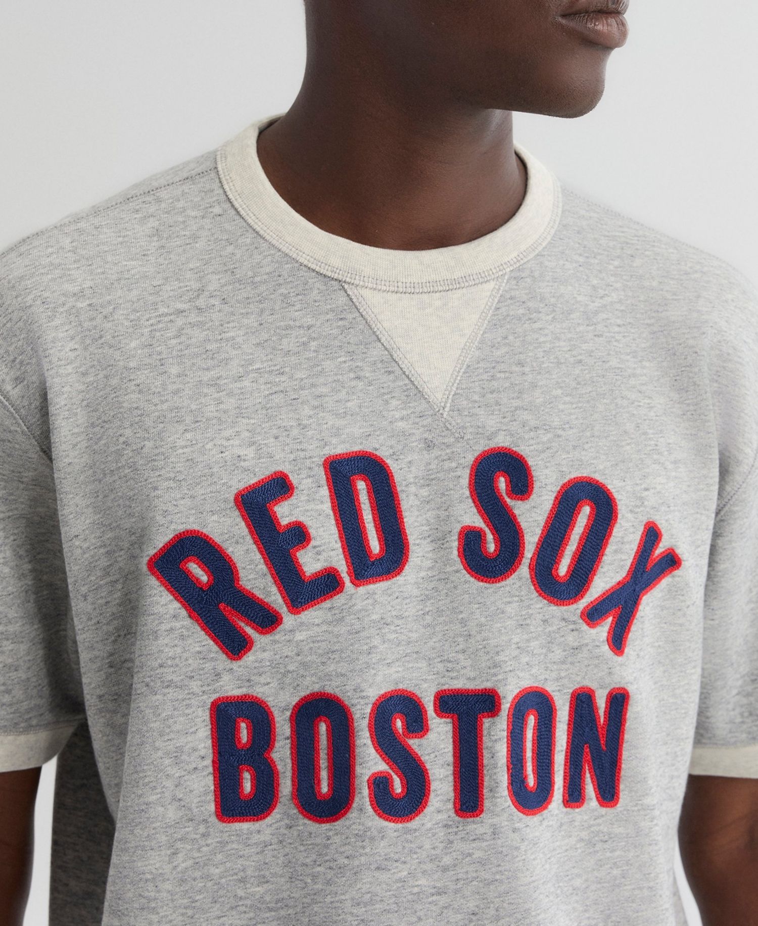 Men's Boston Red Sox Iconic Terry Relaxed-Fit Short-Sleeve Sweatshirt