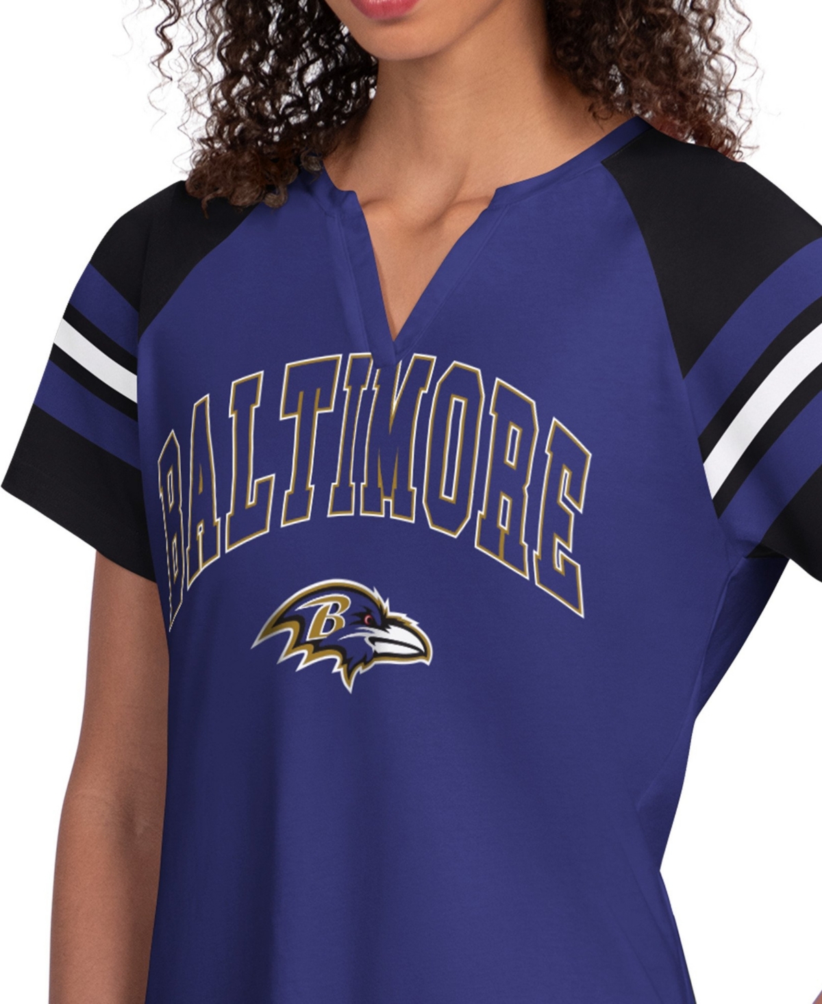 Starter Women's Baltimore Ravens Game On Notch Neck Raglan Sleeves T-Shirt