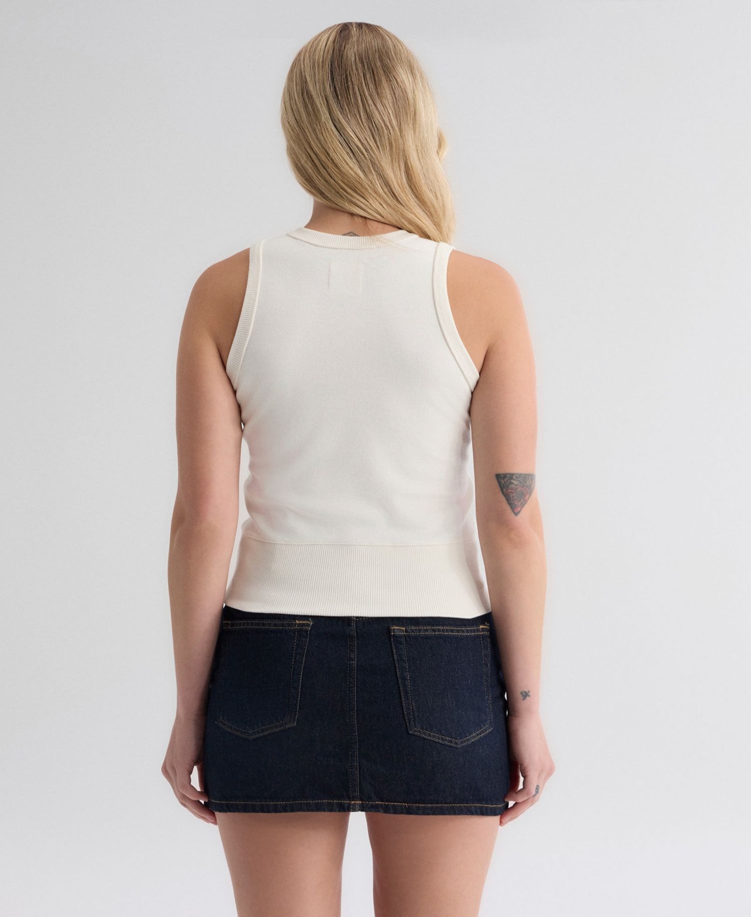 Women's New York Mets Iconic Ribbed-Knit Cropped Crew Neck Tank Top