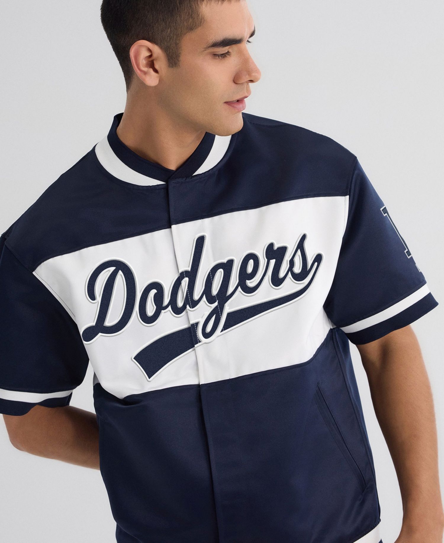 Men's Los Angeles Dodgers Iconic Satin Short-Sleeve Jacket