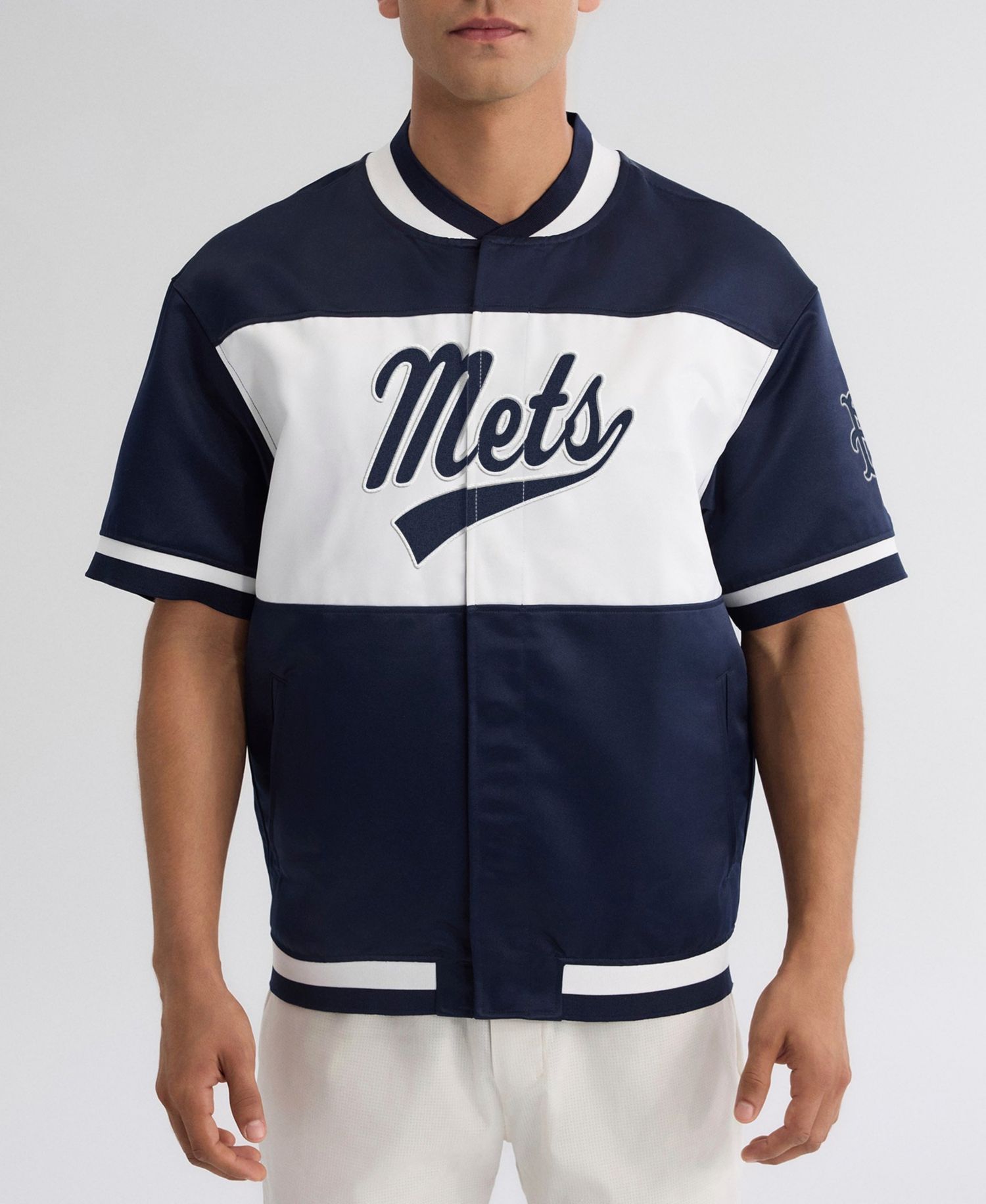 Men's New York Mets Iconic Satin Boxy-Cropped Jacket