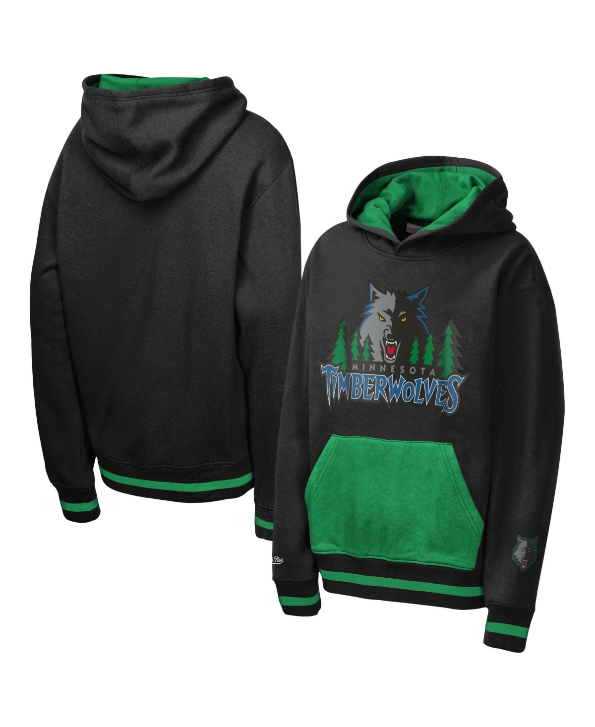 Mitchell & Ness Boys' and Girls' 4-20 Minnesota Timberwolves Playmaker Fashion Fleece Dropped-Shoulder Kangaroo-Pocket Hoodie