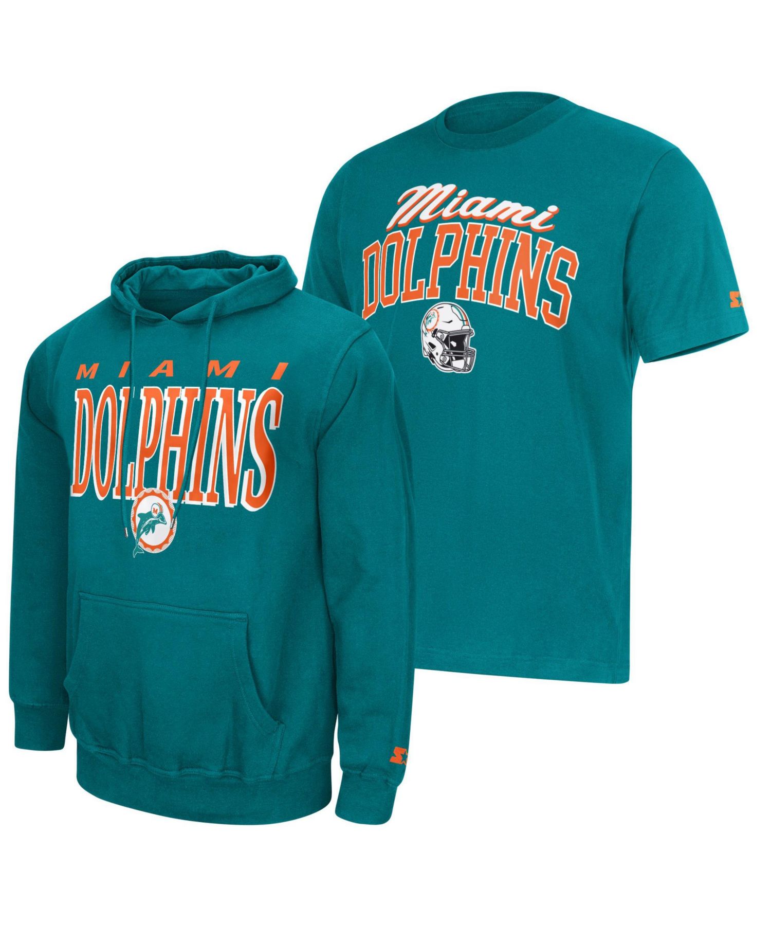 Men's Miami Dolphins Vintage Pullover Cotton-Blend Hoodie & T-Shirt Set