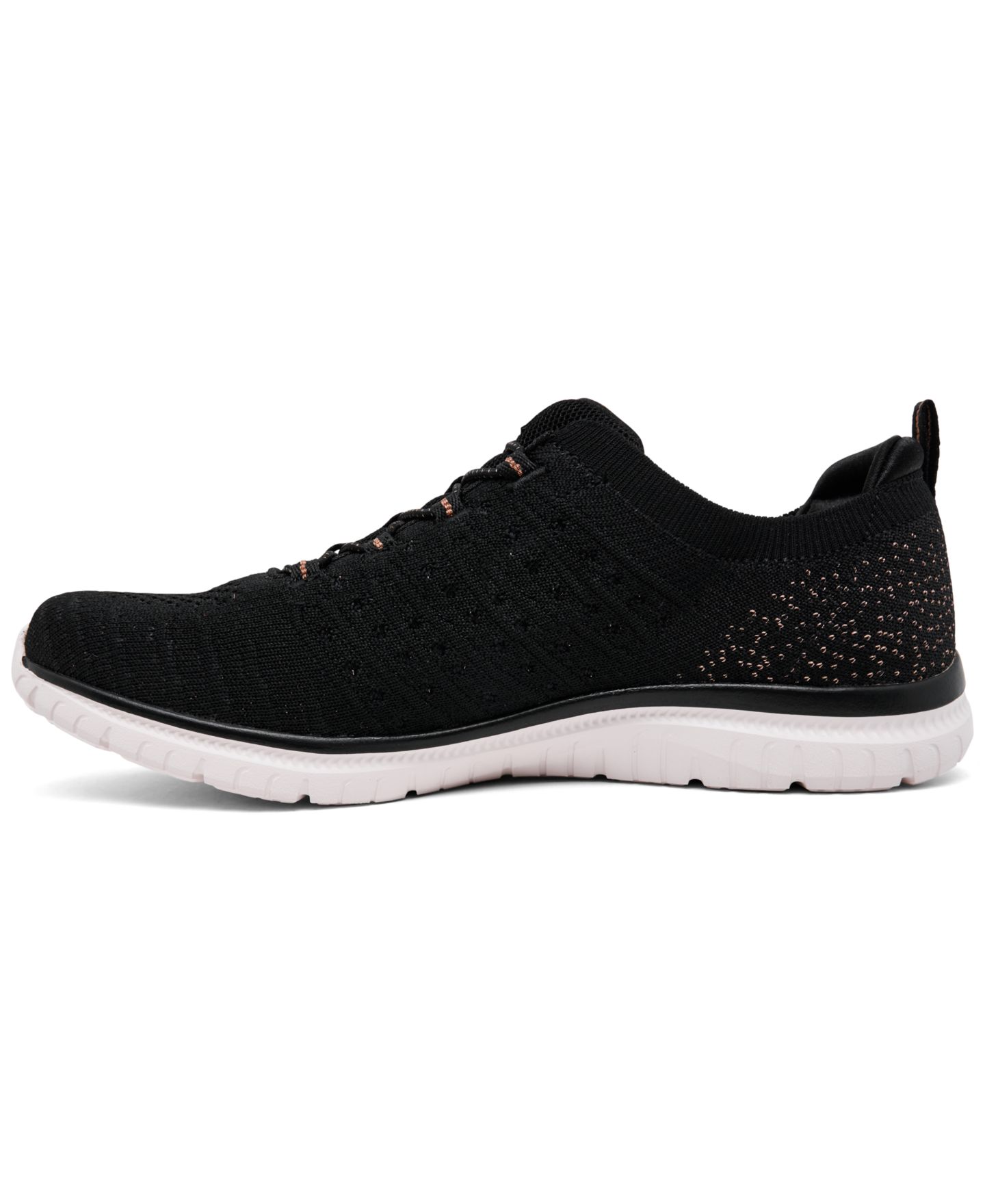 Женские кроссовки Skechers Virtue - Copper Dream Walking Sneakers Wide Width, цвет: Чёрный / Золотой — фото 3