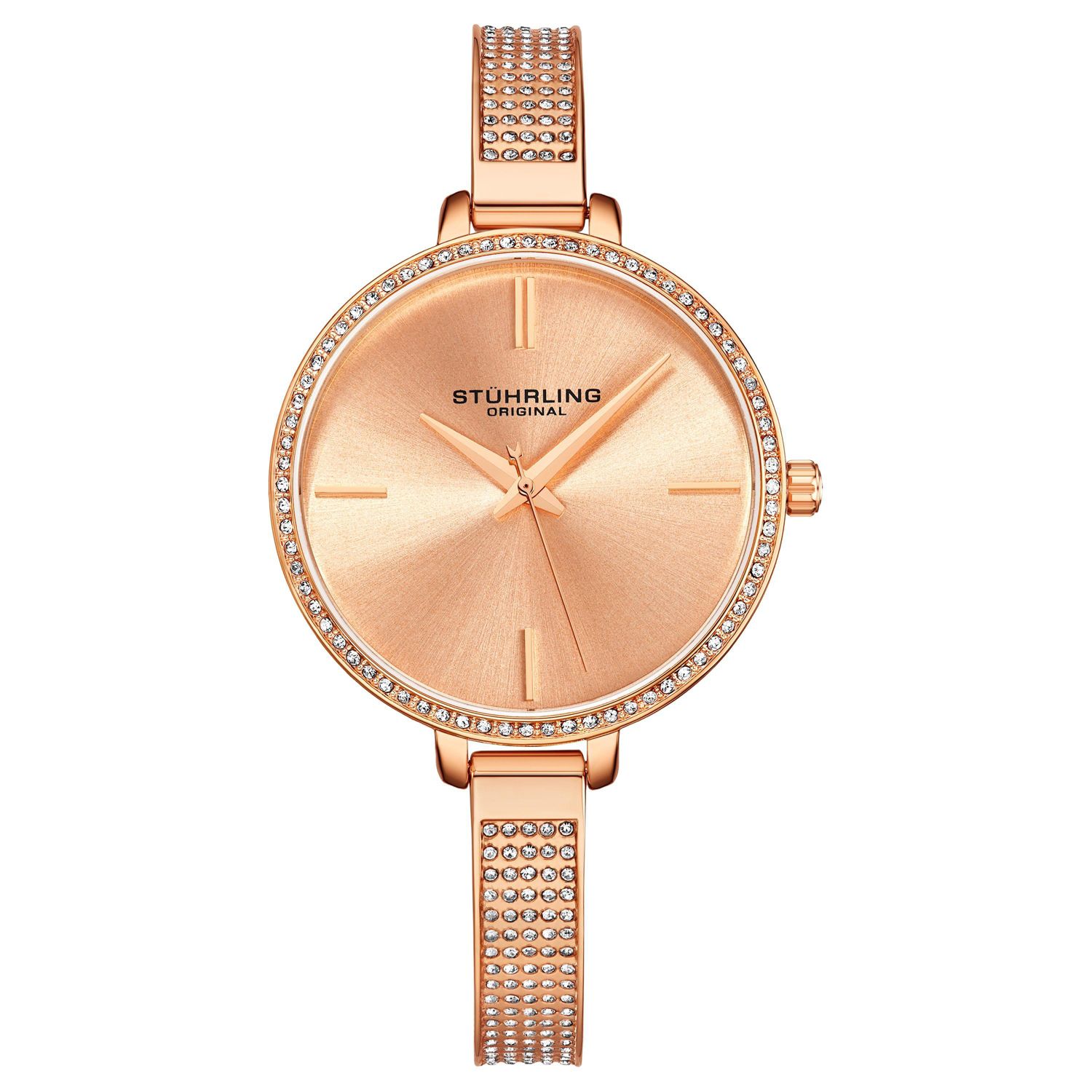 Ladies Quartz Watch Crystal Studded Bezel, Crystal Studded Bracelet Watch