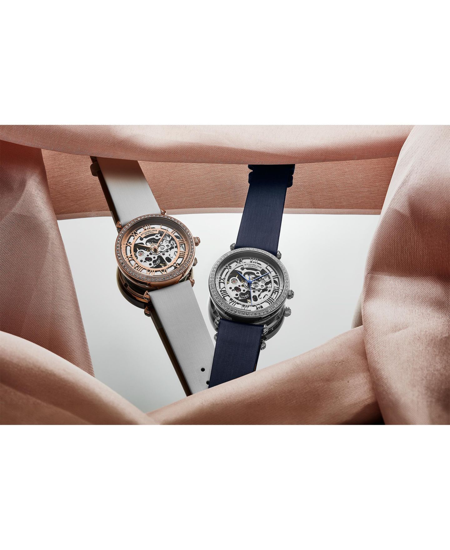 Женские часы Stuhrling Legacy Blue Leather, Silver-Tone Dial, 45mm Round Watch, цвет: Синий — фото 3