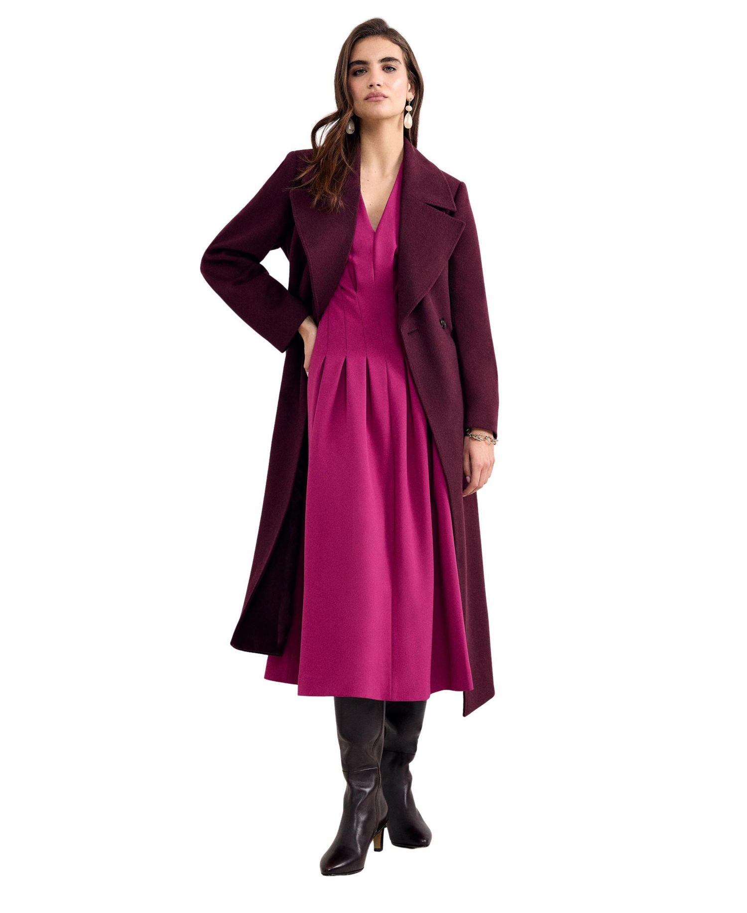 Women's Hanna Pleated V-Neck Midi Dress