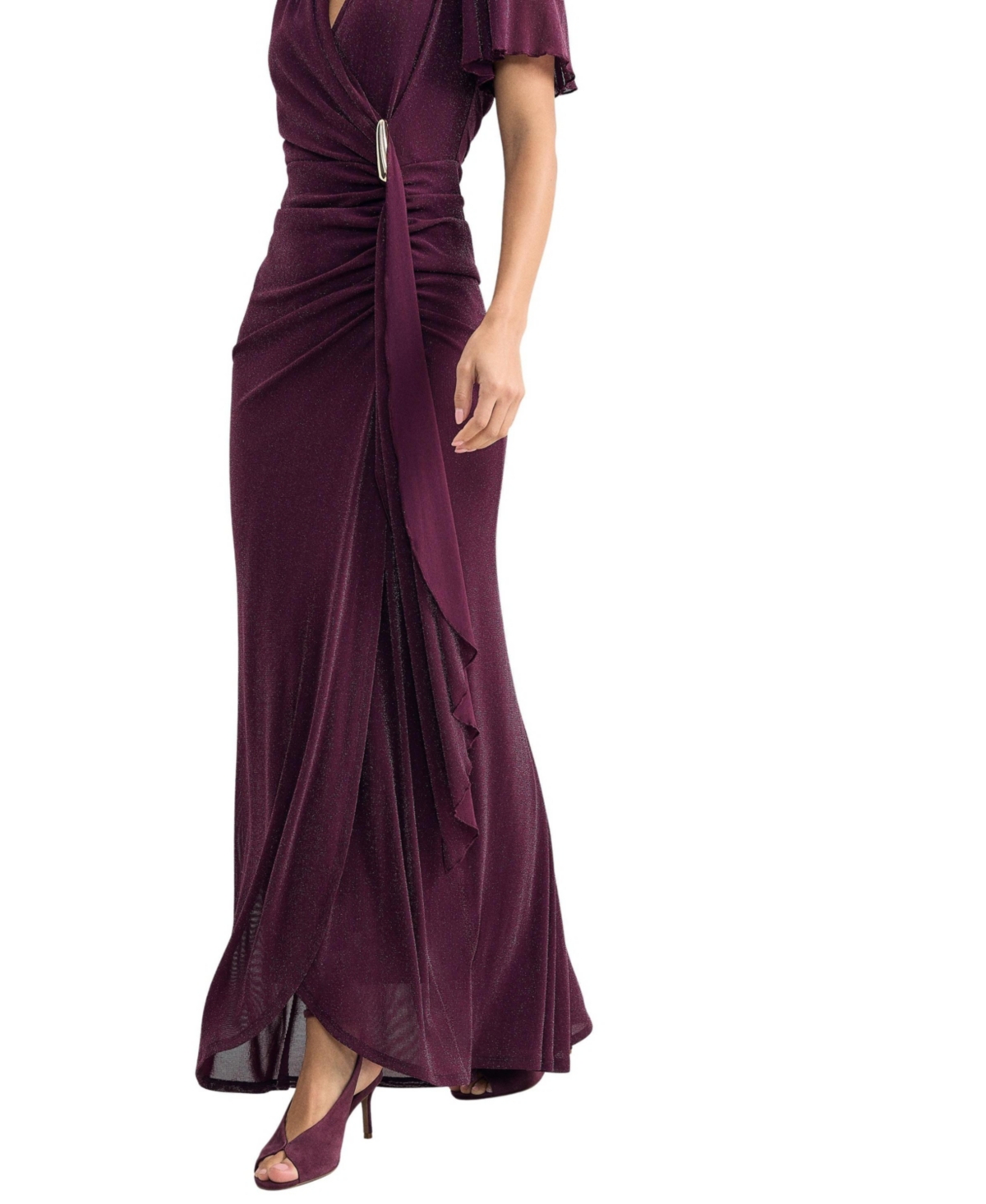 Phase Eight Women's Alexis Shimmering Flutter-Sleeve Wrap Maxi Dress