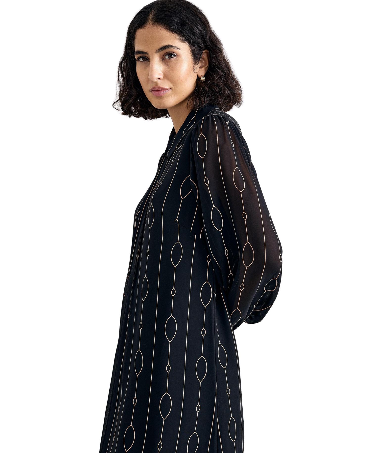 Women's Candice Long-Sleeve Sheer-Sleeve Dress