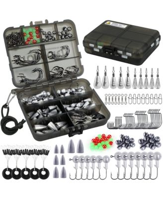Stainless Steel Fishing Tackle Box Organizer With Jig Heads Weights Swivels Hooks