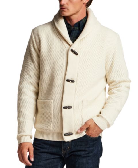 Мужской кардиган Weatherproof Vintage Sherpa-Lined Shawl Collar Textured-Knit, цвет: Экрю