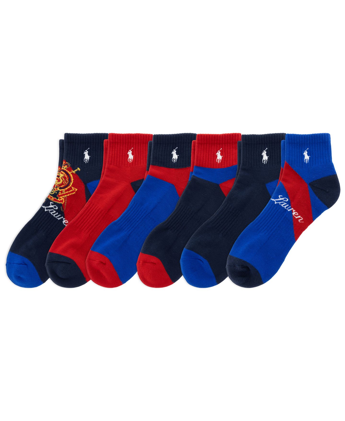 Носки Retro для мужчин, укороченные, 6 предметов — Polo Ralph Lauren, цвет: Королевский синий / Тёмно-синий — фото 1