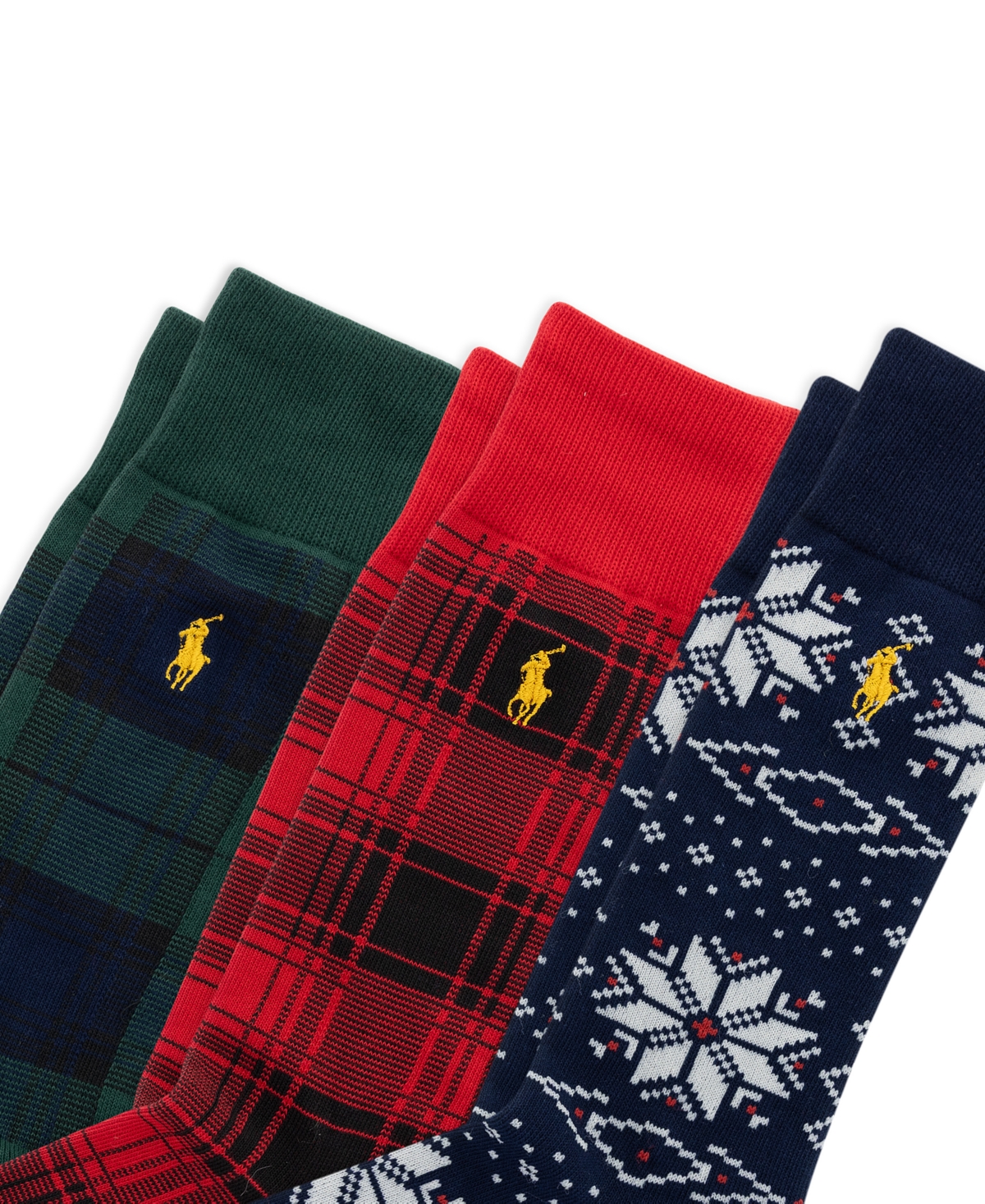 Polo Ralph Lauren Tartan and Snowflake Trouser Socks, 3-Pack