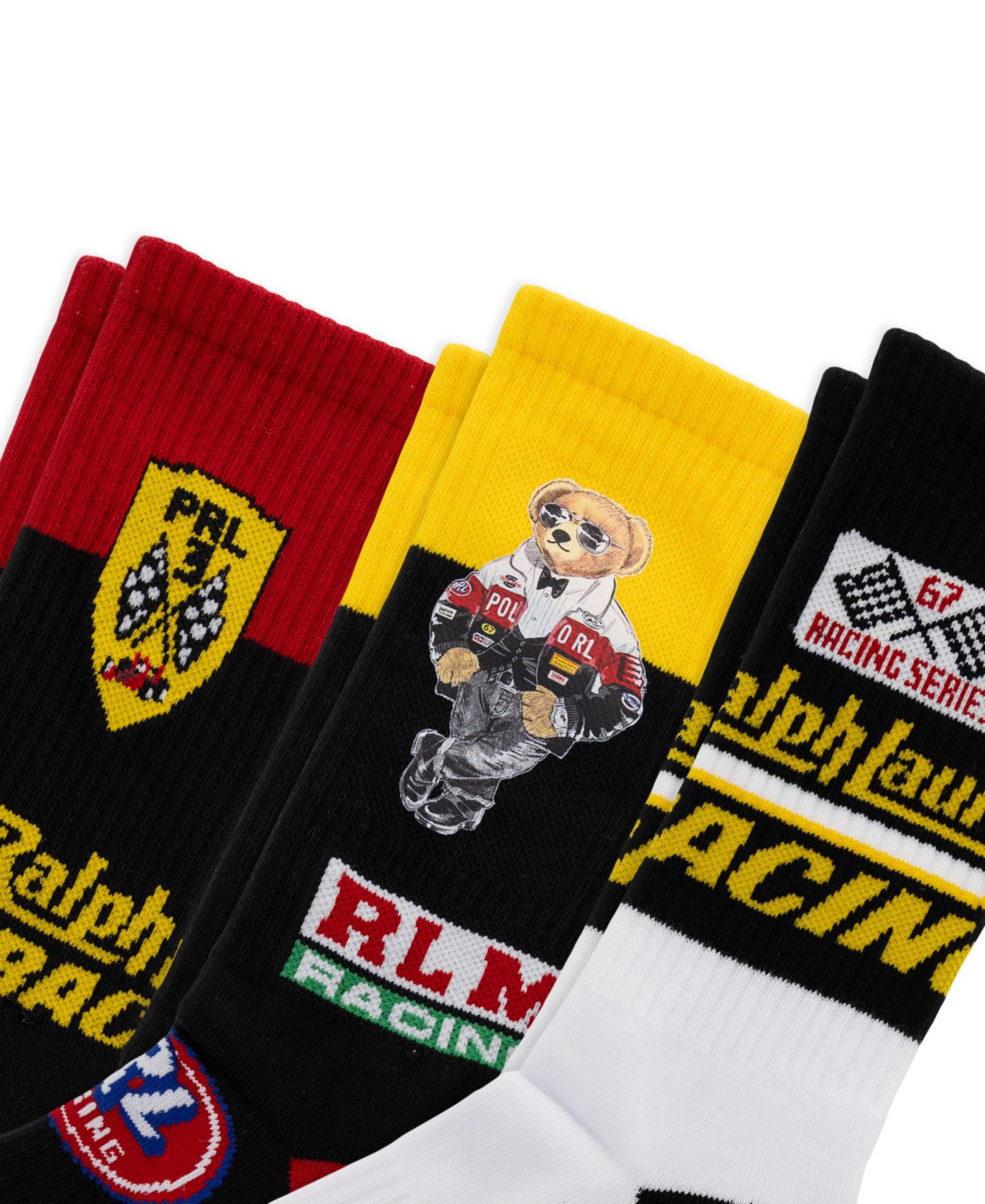 Носки Box для мужчин, в рубчик, 3 шт. — Polo Ralph Lauren, цвет: Чёрный / Жёлтый — фото 2