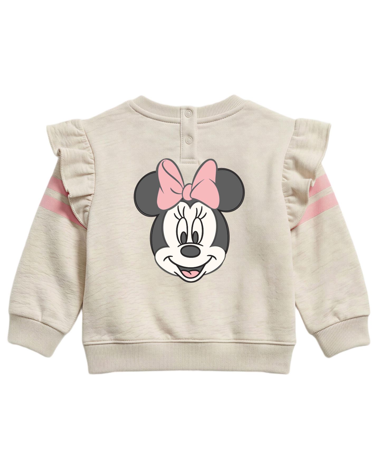 Комплект Disney Minnie Mouse Long-Sleeve Ruffle-Shoulder Crewneck Sweatshirt and Jogger Pants, 2-Piece Set для девочек-малышей, цвет: Бежевый — фото 5