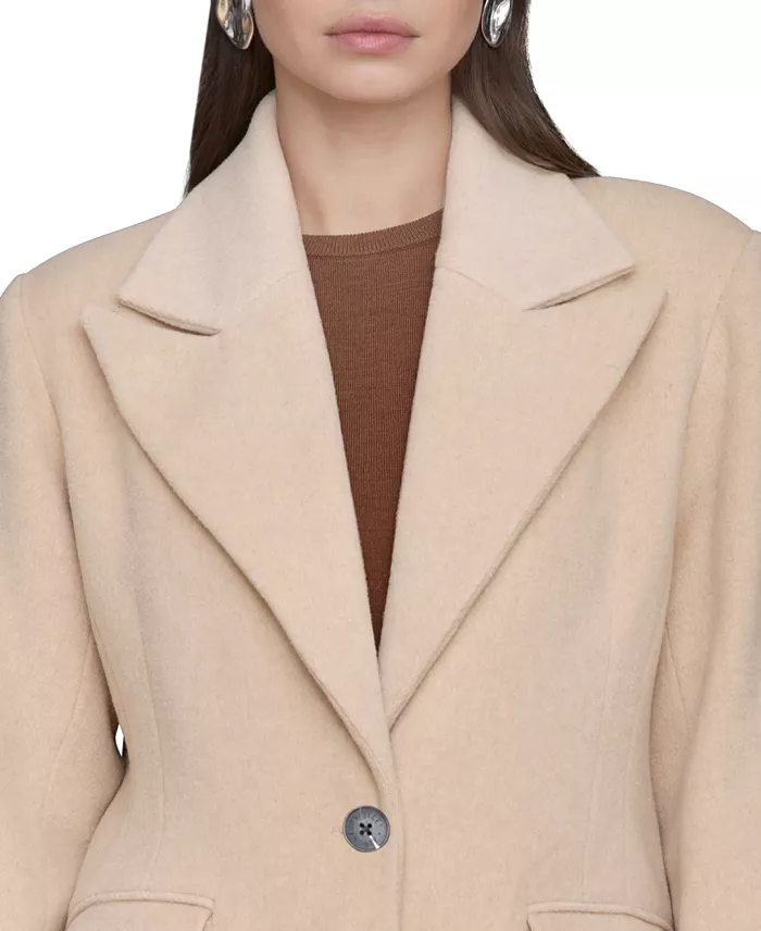Women's Double-Breasted Long Wool-Blend Structured-Shoulder Coat - thumbnail 9