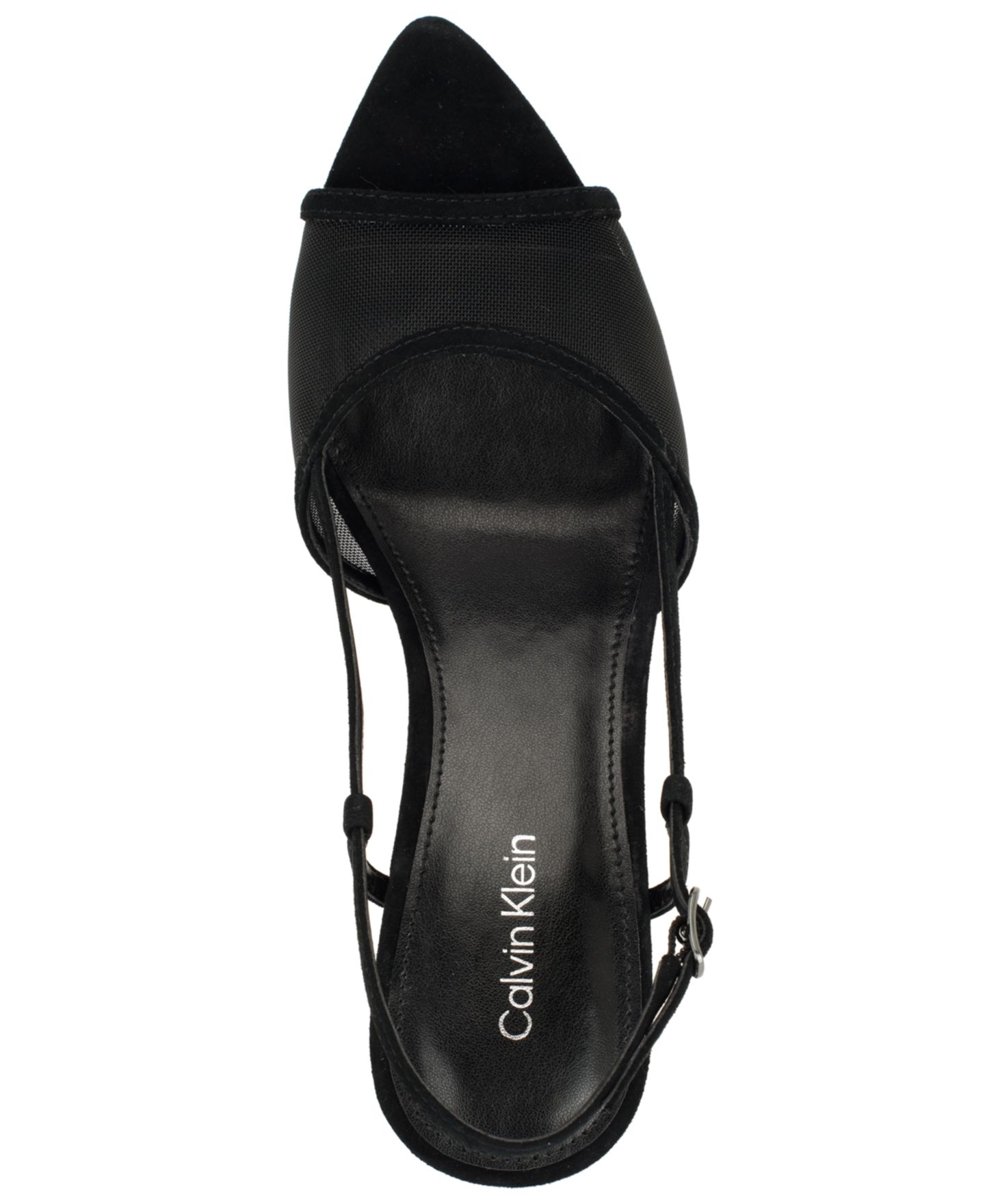 Женские сандалии Calvin Klein Corette Mesh Slingback Stiletto, цвет: Чёрный замшевый сетчатый — фото 4