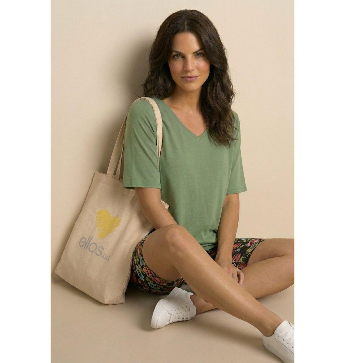 ellos Women's V-Neck A-Line Tunic