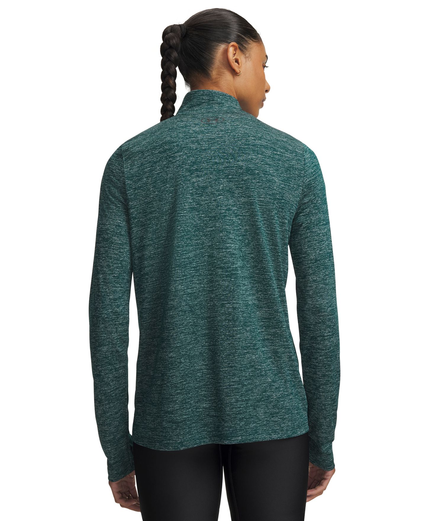 Женский топ Under Armour Twist Tech на молнии 1/4 с логотипом, цвет: Зелёный / Чёрный — фото 3