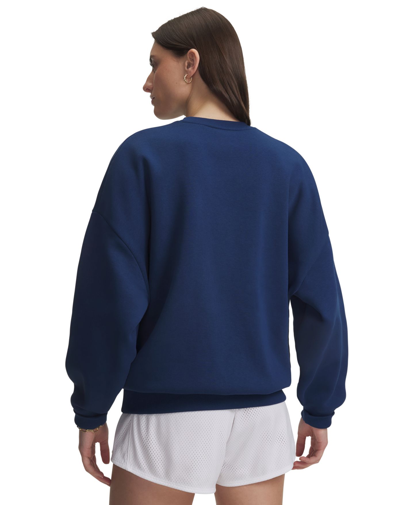 Женский свитшот Under Armour Rival Fleece Oversized Crewneck, цвет: Тёмно-синий / Белый — фото 3