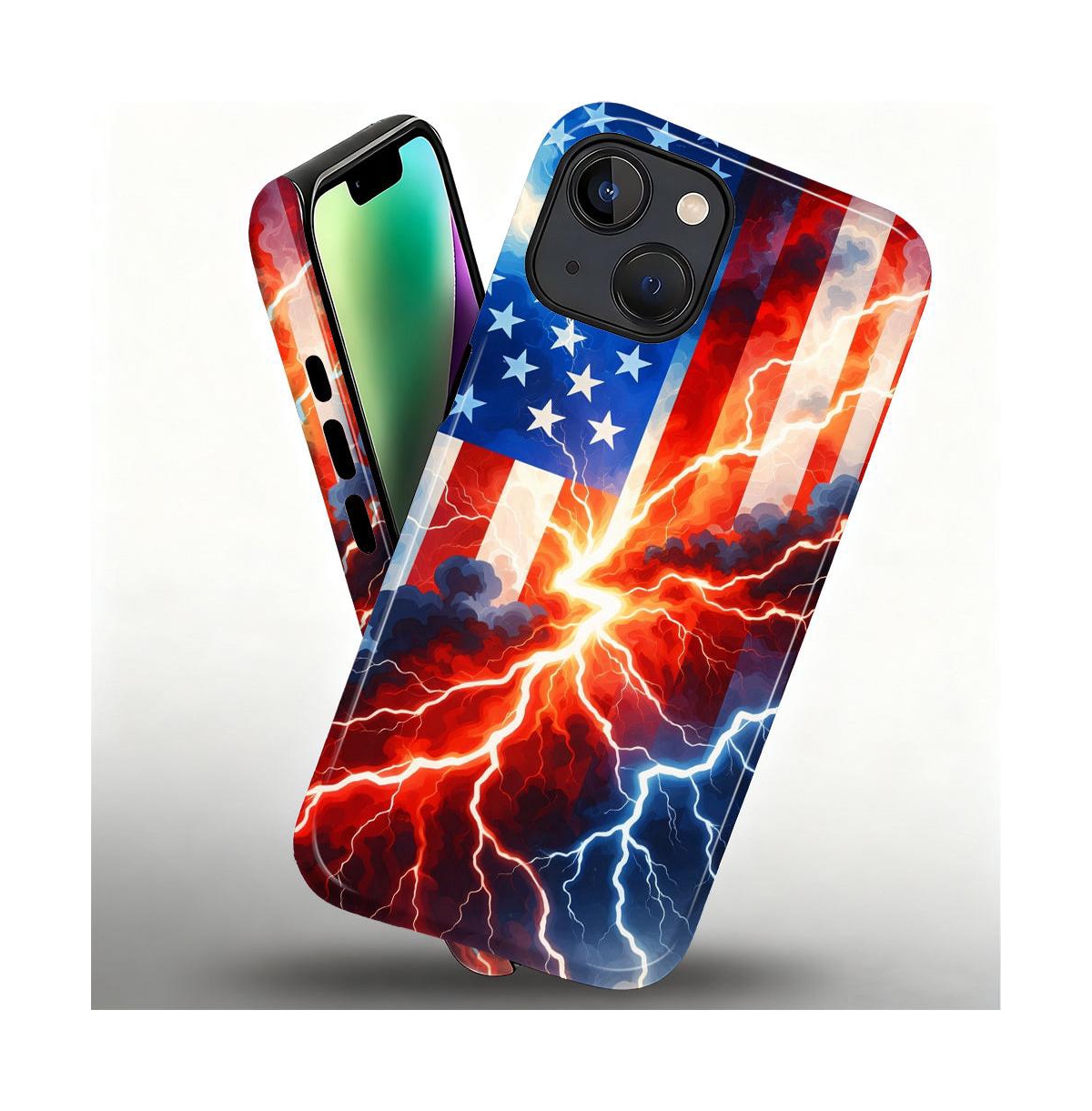 Lisen Lightning of Liberty 2-Layer Anti-Slip Grip Raised Camera Ring Phone Case for Apple iPhone 15