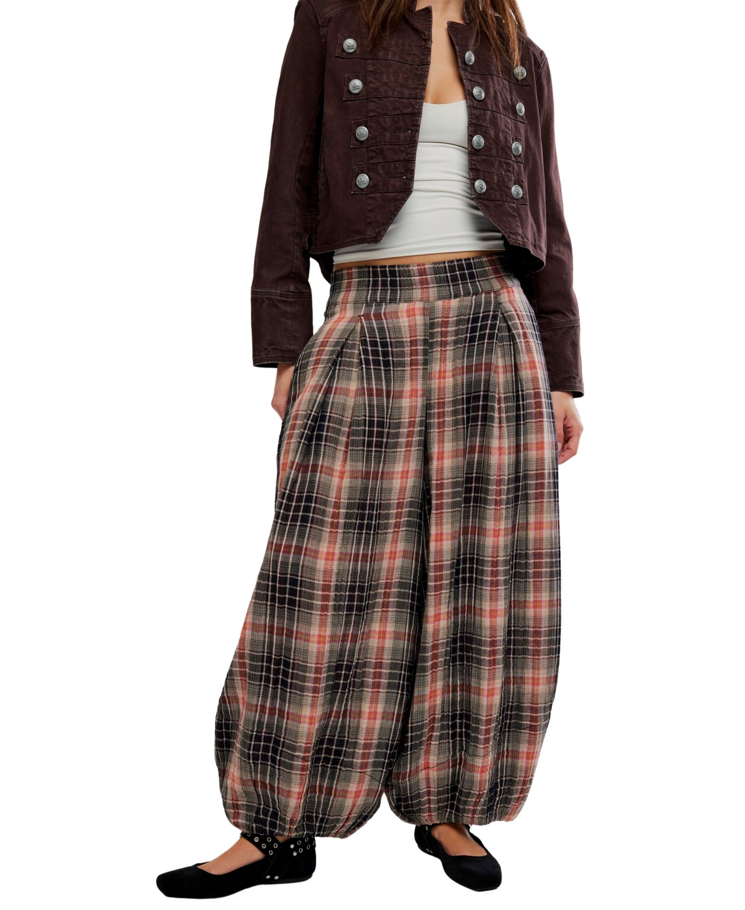 Women's Moonflower Plaid Balloon Pants