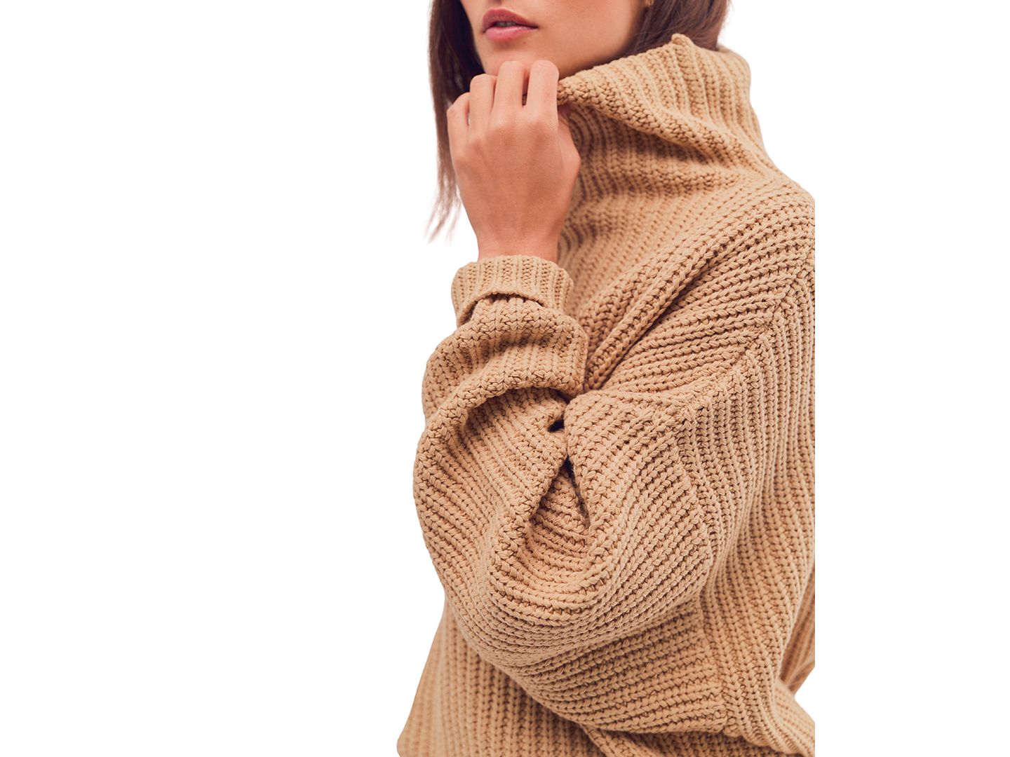 Женский свитер Free People Swim Too Deep Oversized Sweater, цвет: Миндальный — фото 4