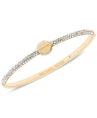 Michael Kors Pavé Logo Disc Hinged Bangle Bracelet, Exclusively at Macy's