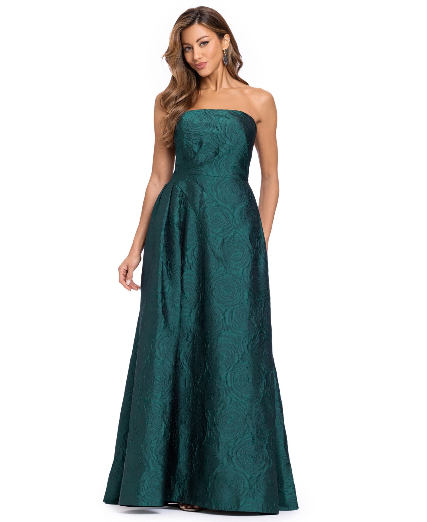 Women's Strapless Floral-Brocade Gown