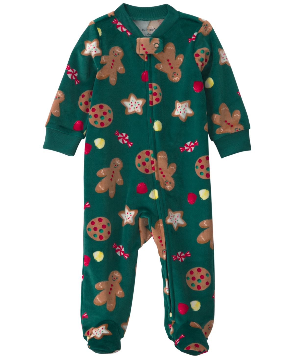 Carter's Babies' Boys' And Girls' Gingerbread Christmas 2-way Zip Sleep & Play Pajamas In Green