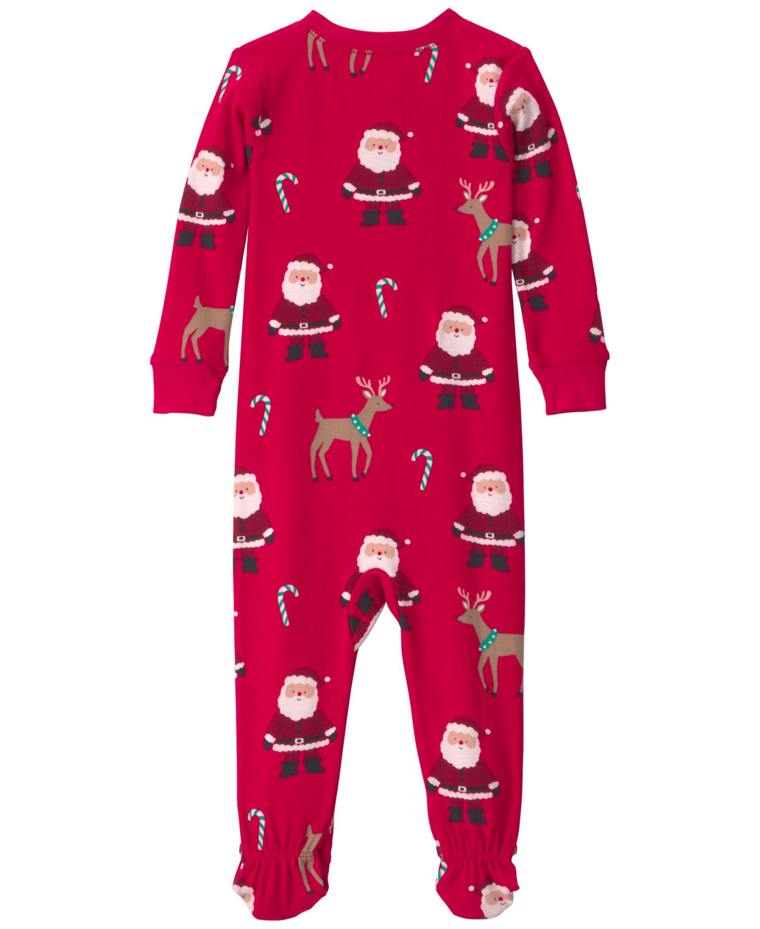 Boys' and Girls' 2-Way Zip Christmas Snug Fit Cotton Footed Pajama